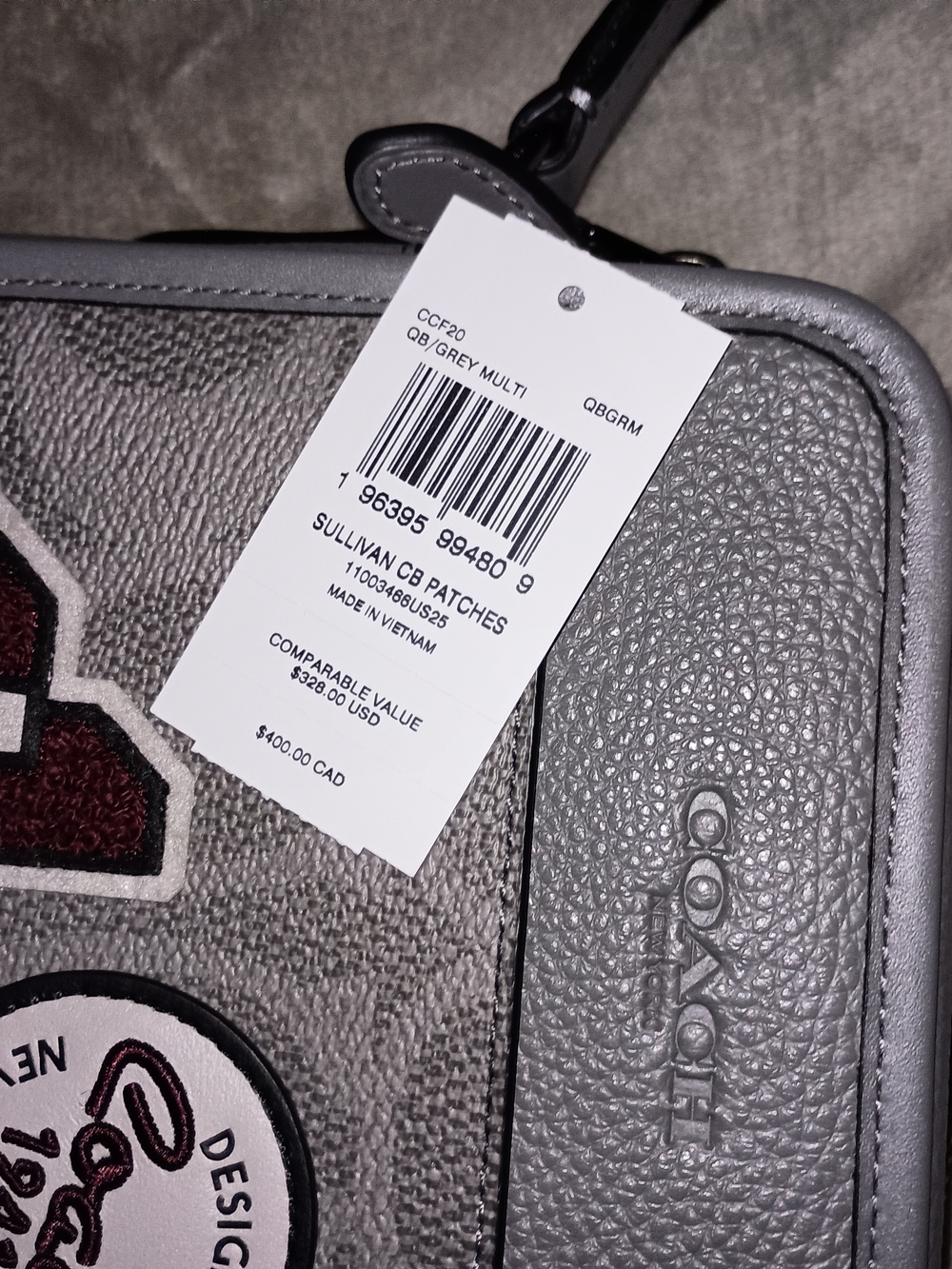 Coach Gray Messenger Bag with Burgundy Number Patch - Picture 3 of 11